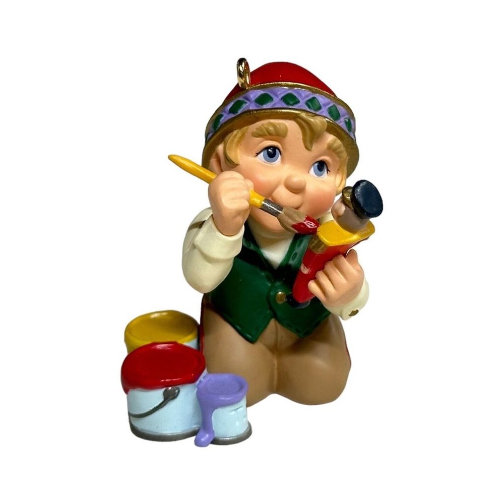 1999 Hallmark KOCC CLUB Christmas Ornament ARTIC ARTIST Elf Painting Toys Pixie‎